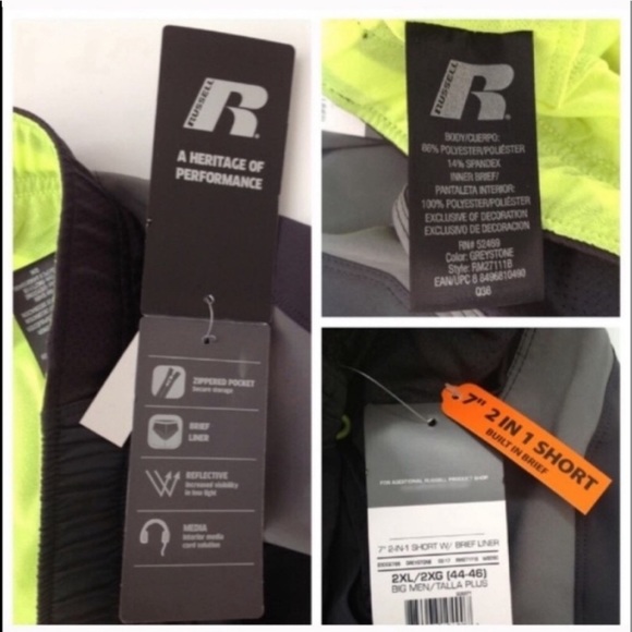 Russell Athletic Shorts Gym Sports Running Workout - Picture 3 of 6